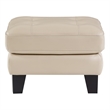 Sofy 27 Inch Ottoman- Beige Top Grain and Faux Leather- Solid Wood Feet