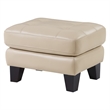 Sofy 27 Inch Ottoman- Beige Top Grain and Faux Leather- Solid Wood Feet