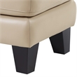 Sofy 27 Inch Ottoman- Beige Top Grain and Faux Leather- Solid Wood Feet