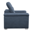 Alfie 39 Inch Chair- Pull Out Ottoman- Adjustable Headrest- Blue Microfiber