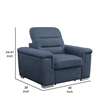 Alfie 39 Inch Chair- Pull Out Ottoman- Adjustable Headrest- Blue Microfiber