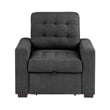 Cliff 37 Inch Chair- Pull Out Ottoman- Dark Gray Polyester- Espresso Wood