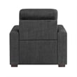 Cliff 37 Inch Chair- Pull Out Ottoman- Dark Gray Polyester- Espresso Wood