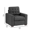 Cliff 37 Inch Chair- Pull Out Ottoman- Dark Gray Polyester- Espresso Wood