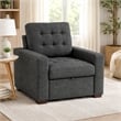 Cliff 37 Inch Chair- Pull Out Ottoman- Dark Gray Polyester- Espresso Wood