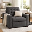 Cliff 37 Inch Chair- Pull Out Ottoman- Dark Gray Polyester- Espresso Wood