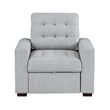 Cliff 37 Inch Chair- Pull Out Ottoman- Light Gray Polyester- Espresso Wood