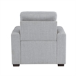 Cliff 37 Inch Chair- Pull Out Ottoman- Light Gray Polyester- Espresso Wood