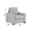Cliff 37 Inch Chair- Pull Out Ottoman- Light Gray Polyester- Espresso Wood