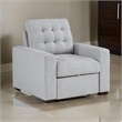Cliff 37 Inch Chair- Pull Out Ottoman- Light Gray Polyester- Espresso Wood