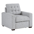 Cliff 37 Inch Chair- Pull Out Ottoman- Light Gray Polyester- Espresso Wood