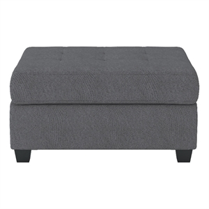 Aston 33 Inch Ottoman- Dark Gray Microfiber- Interior Storage- Solid Wood