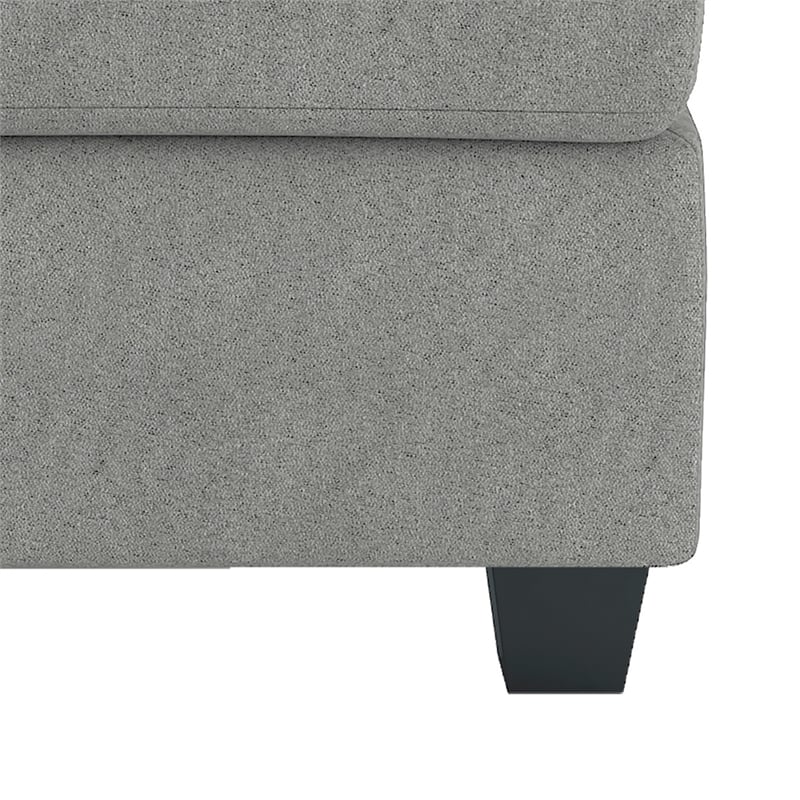 Aston 33 Inch Ottoman- Light Gray Microfiber- Interior Storage- Solid Wood
