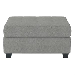 Aston 33 Inch Ottoman- Light Gray Microfiber- Interior Storage- Solid Wood