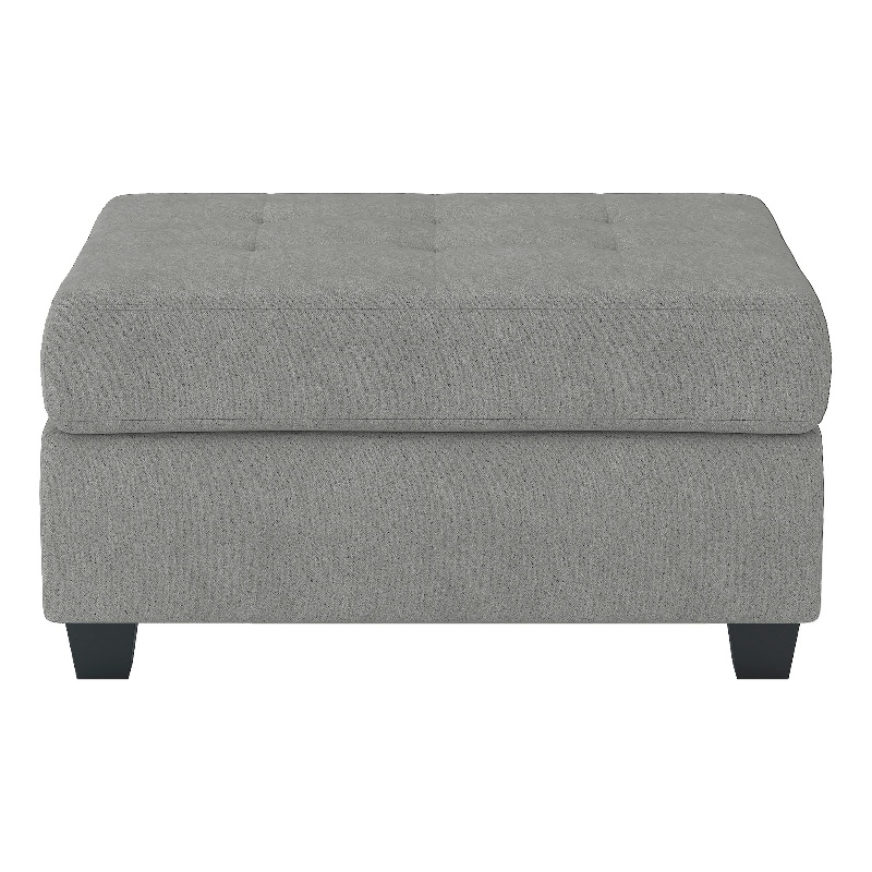 Aston 33 Inch Ottoman- Light Gray Microfiber- Interior Storage- Solid Wood