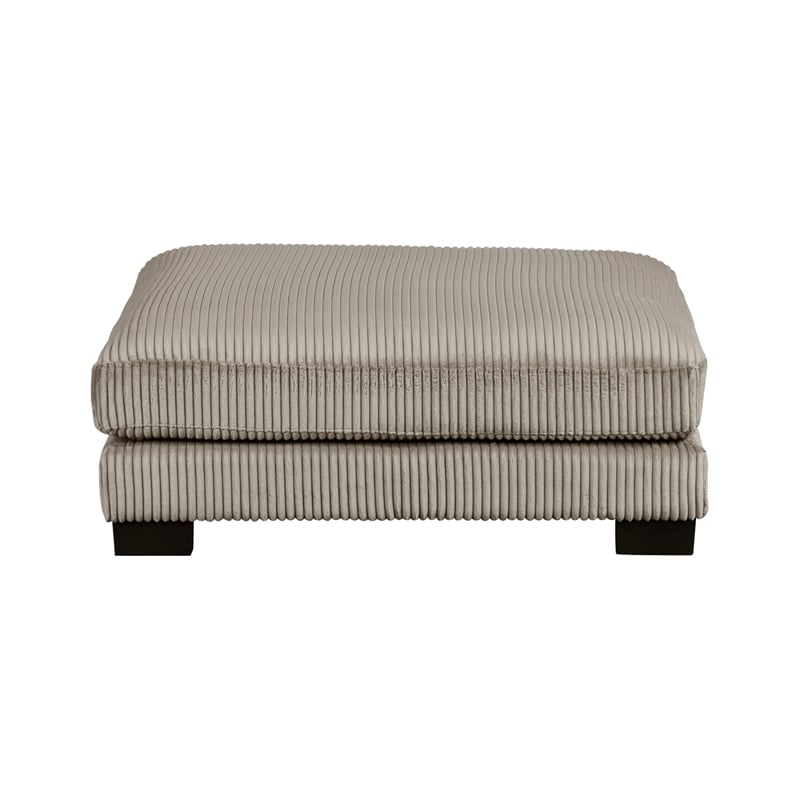 Rix Modern Ottoman- Taupe Gray Corduroy- 45 Inch Square- Black Feet