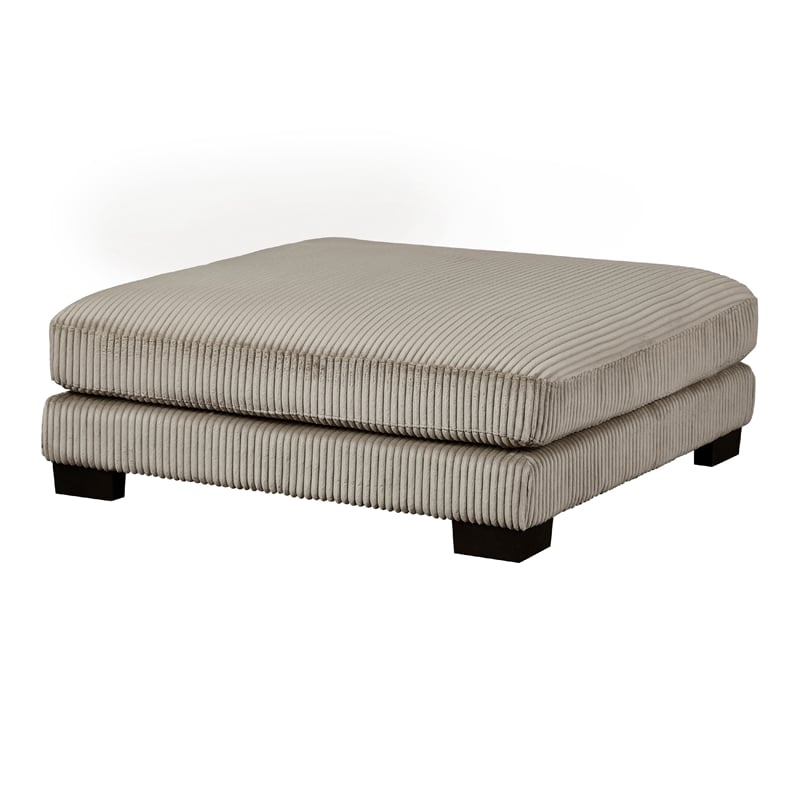 Rix Modern Ottoman- Taupe Gray Corduroy- 45 Inch Square- Black Feet