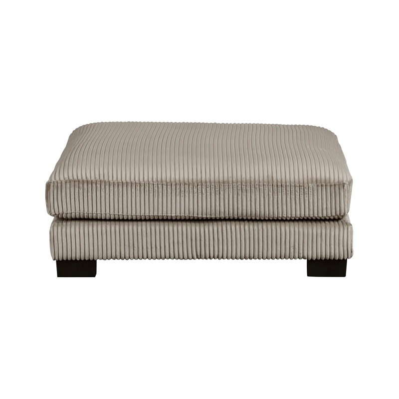 Rix Modern Ottoman- Taupe Gray Corduroy- 45 Inch Square- Black Feet