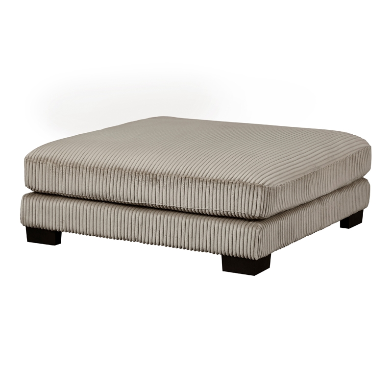 Rix Modern Ottoman- Taupe Gray Corduroy- 45 Inch Square- Black Feet