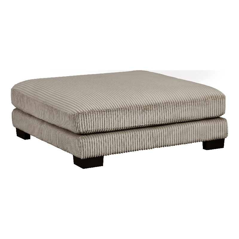 Rix Modern Ottoman- Taupe Gray Corduroy- 45 Inch Square- Black Feet
