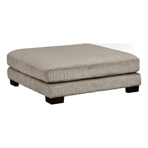 Rix Modern Ottoman- Taupe Gray Corduroy- 45 Inch Square- Black Feet