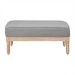 Tory Ottoman- Natural Brown Turned Wood Legs- 42 Inch Gray Polyester