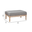 Tory Ottoman- Natural Brown Turned Wood Legs- 42 Inch Gray Polyester