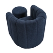 Noa Swivel Chair and Ottoman- Channel Tufted Curved Back- Blue Boucle