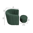 Noa Swivel Chair and Ottoman- Channel Tufted Curved- Sea Green Boucle
