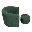 Noa Swivel Chair and Ottoman- Channel Tufted Curved- Sea Green Boucle