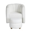 Noa Swivel Chair and Ottoman- Channel Tufted Curved Back- White Boucle