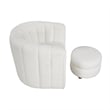 Noa Swivel Chair and Ottoman- Channel Tufted Curved Back- White Boucle