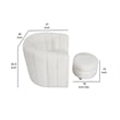 Noa Swivel Chair and Ottoman- Channel Tufted Curved Back- White Boucle