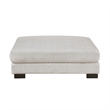 Liny Square Ottoman- 45 Inch Beige Microfiber- Black Solid Wood