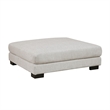 Liny Square Ottoman- 45 Inch Beige Microfiber- Black Solid Wood