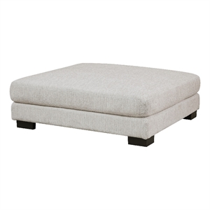 Liny Square Ottoman- 45 Inch Beige Microfiber- Black Solid Wood