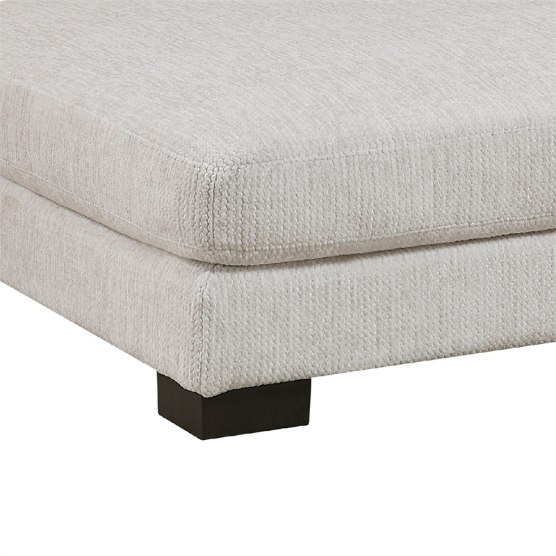 Liny Square Ottoman- 45 Inch Beige Microfiber- Black Solid Wood