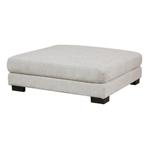 Liny Square Ottoman- 45 Inch Beige Microfiber- Black Solid Wood