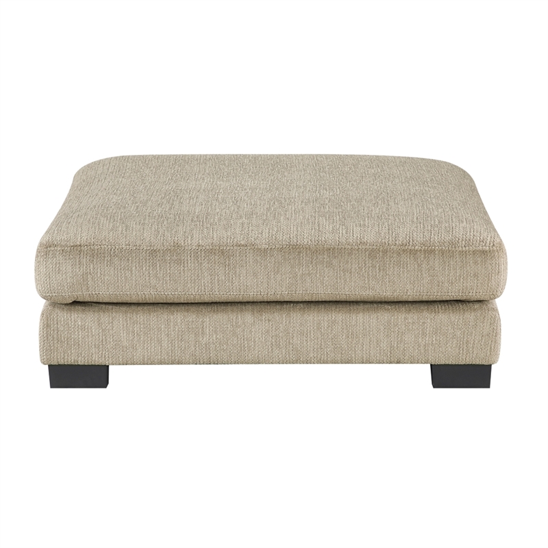 Liny Square Ottoman- 45 Inch Brown Microfiber- Black Solid Wood