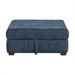 Rez Storage Ottoman- 40 Inch- Tufted Blue Chenille Cushion