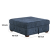 Rez Storage Ottoman- 40 Inch- Tufted Blue Chenille Cushion