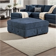 Rez Storage Ottoman- 40 Inch- Tufted Blue Chenille Cushion