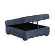Rez Storage Ottoman- 40 Inch- Tufted Blue Chenille Cushion