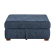 Rez Storage Ottoman- 40 Inch- Tufted Blue Chenille Cushion