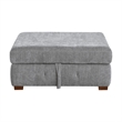 Rez Storage Ottoman- 40 Inch- Tufted Gray Chenille Cushion