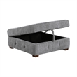 Rez Storage Ottoman- 40 Inch- Tufted Gray Chenille Cushion