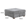 Rez Storage Ottoman- 40 Inch- Tufted Gray Chenille Cushion