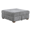 Rez Storage Ottoman- 40 Inch- Tufted Gray Chenille Cushion