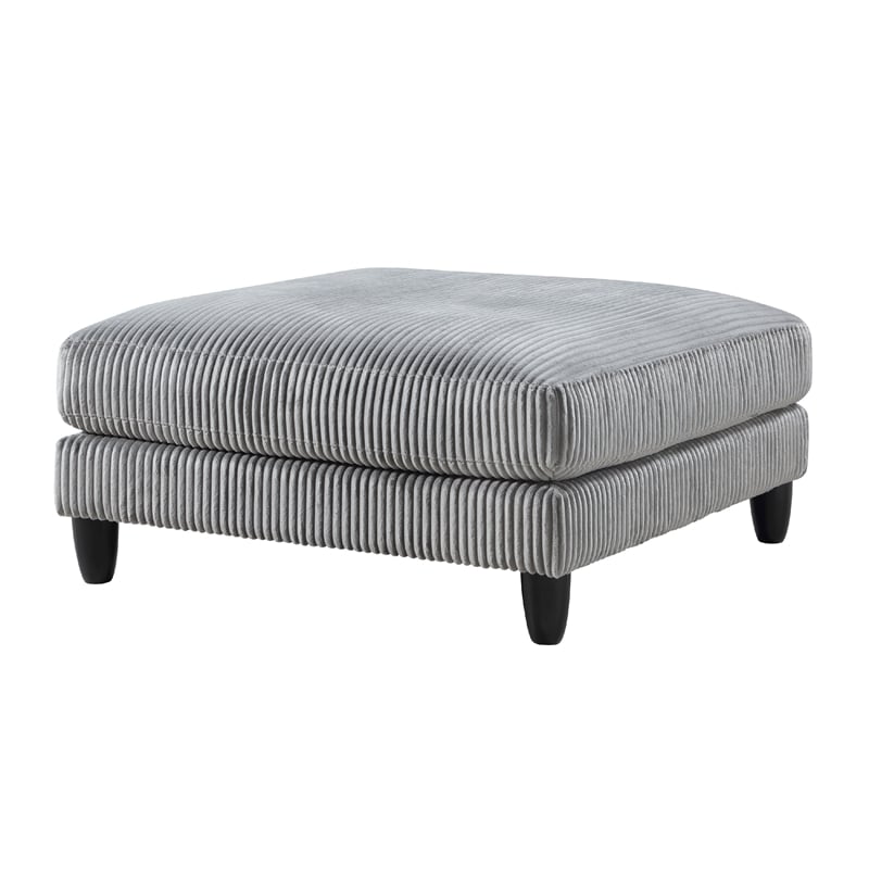 Mear Modular Ottoman w Black Solid Wood Legs- Gray Corduroy 40 Inch