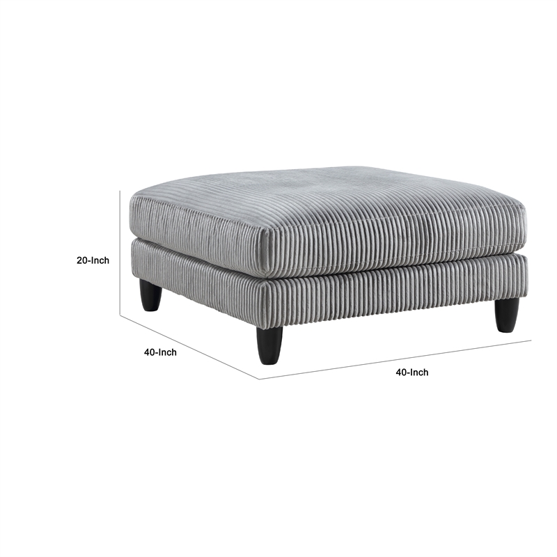 Mear Modular Ottoman w Black Solid Wood Legs- Gray Corduroy 40 Inch